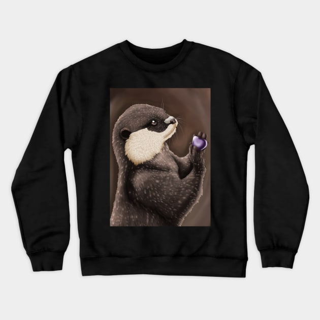 Otter and Amethyst Crewneck Sweatshirt by FerretMerch